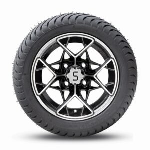 Golf Cart Wheels Machined Gloss Black 12"